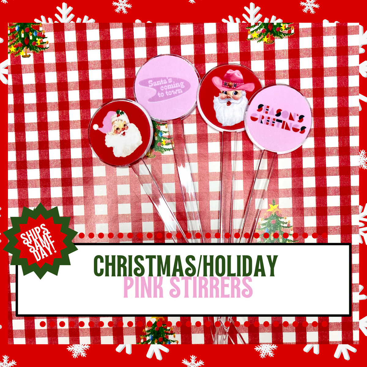 Pink Christmas Tree Drink Stirrers – fioribelle